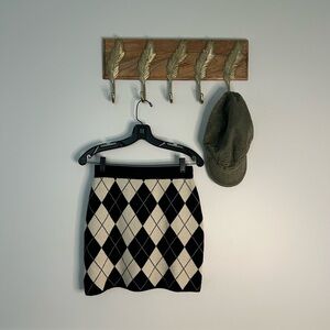 Black and white argyle mini skirt